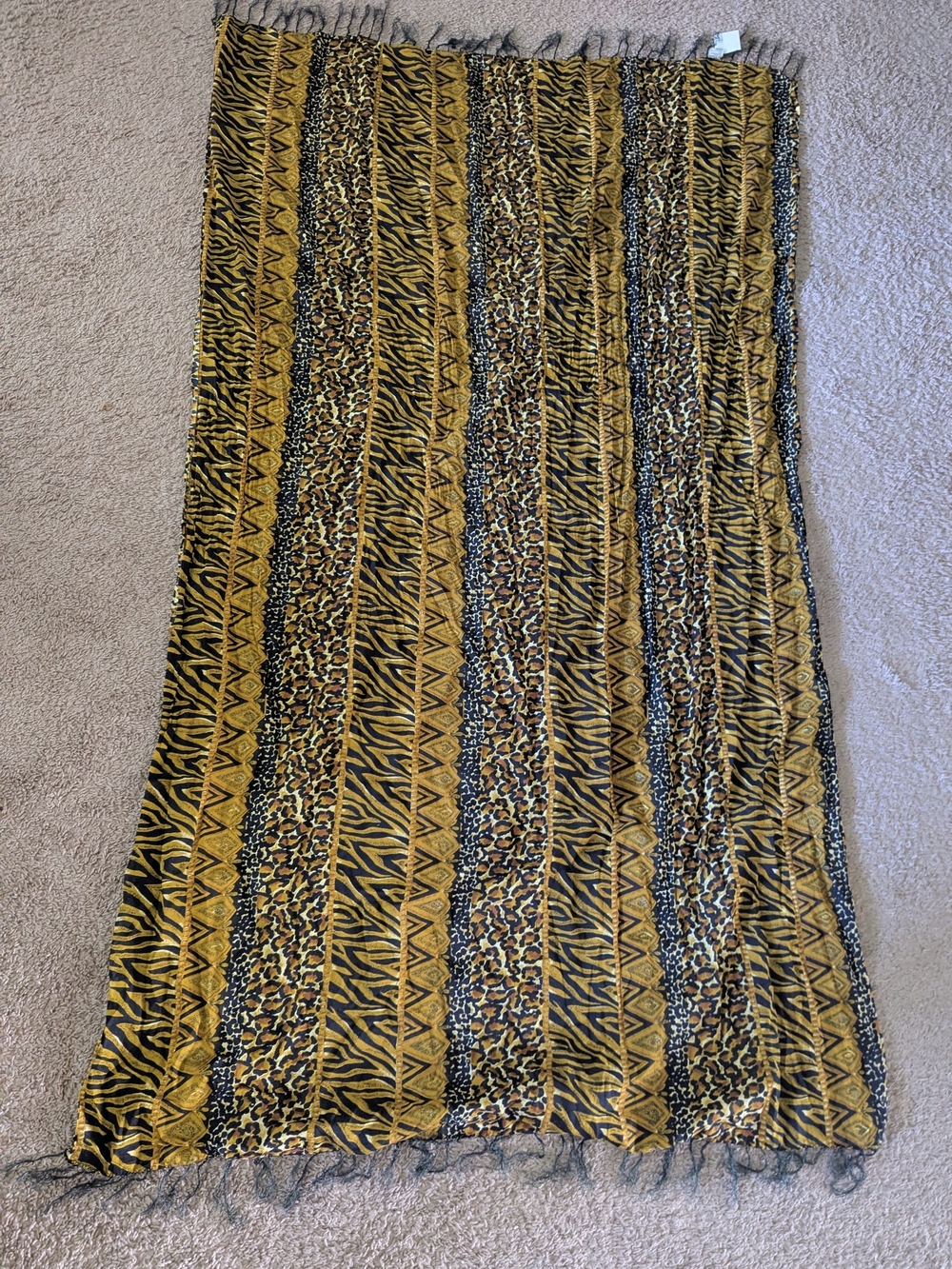 Yellow and Black Patterned Women's Scarf 66' by 40'